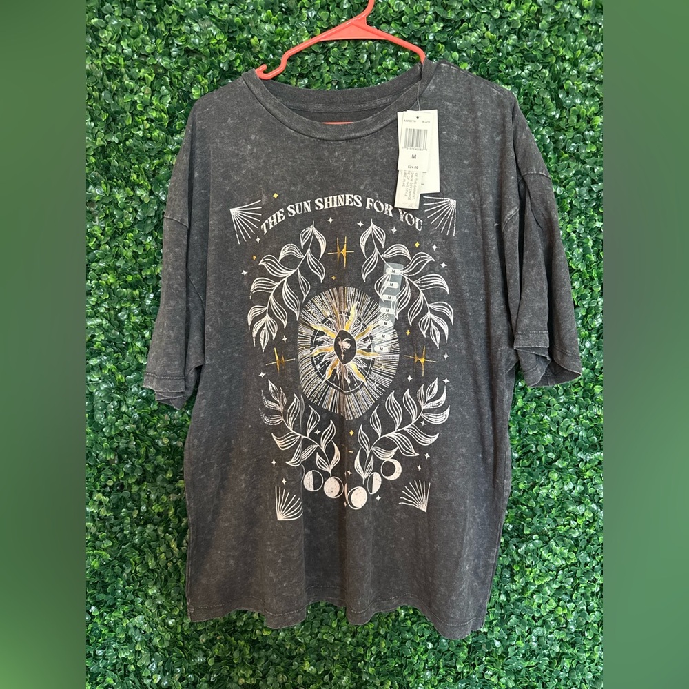 Pretty Rebellious Black Graphic Short Sleeve Tee with White & Gold Print